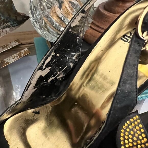 Vintage women's Sheik peep toe stilettos. Gorgeous gold heels size 9 - Picture 13 of 16